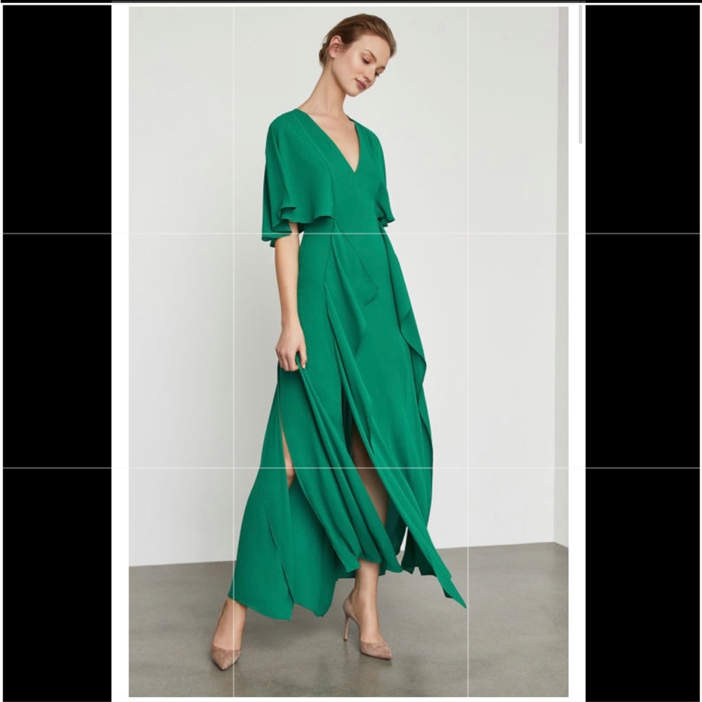 BCBG Cape Sleeve Maxi Dress Green